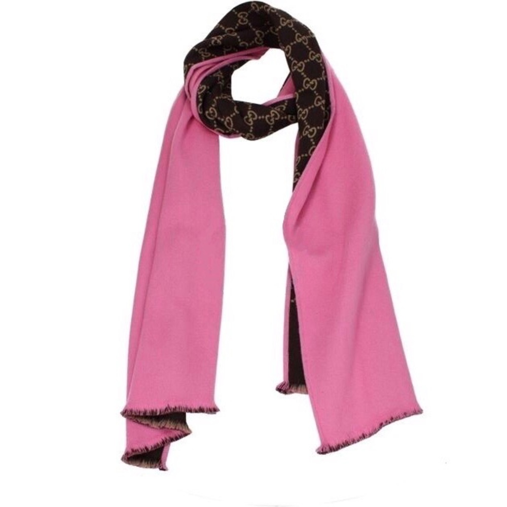 COPY - GUCCI Guccissima Wool / Silk Scarf -Brown / Pink Double Side -NWT